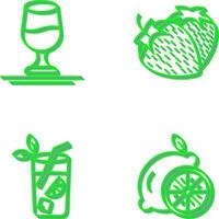 Wine and Strawberry Icon vector