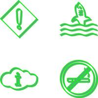 caution sign and dangerous shark Icon vector