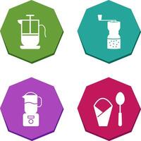 french press and coffee grinder Icon vector