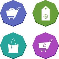 compras carro y descuento etiqueta icono vector