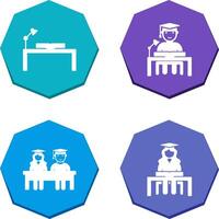 study desk and studying on desk Icon vector