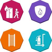 running from fire and fire shield Icon vector