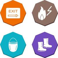 exit and electricity fire Icon vector