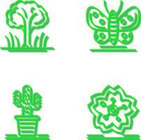 árbol y mariposa icono vector