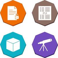 unlock document and piece of code Icon vector