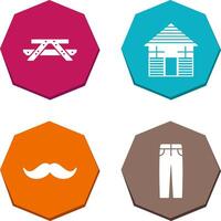 Picnic of Table and Wood Cabin Icon vector
