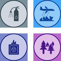 using extinguisher and firefighter plane Icon vector
