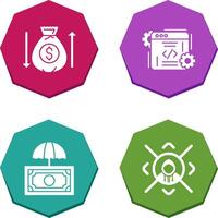 dinero bolso y codificación icono vector