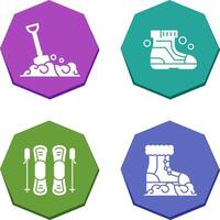 Shovel and Ski Boots Icon vector