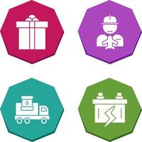 Gift Box and Worker Icon vector