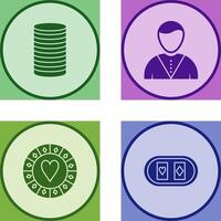 casino dealer and stack of coins Icon vector