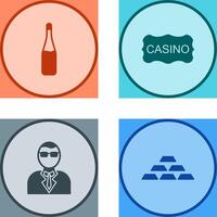 champgane bottle and casino sign Icon vector