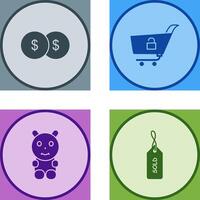 coins and unlock cart Icon vector