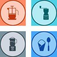 french press and coffee grinder Icon vector