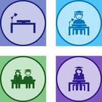 study desk and studying on desk Icon vector