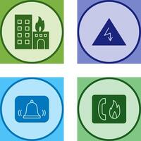 burning building and electricity danger Icon vector