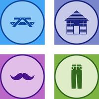 Picnic of Table and Wood Cabin Icon vector