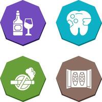 vino y caries icono vector