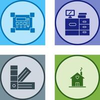 Blueprint and Desk Icon vector