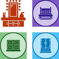 Dressing Table and Bed Icon vector