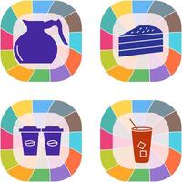 cake slice and coffee pot Icon vector