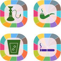 hookah and lit smoking pipe Icon vector