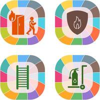 running from fire and fire shield Icon vector