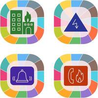 burning building and electricity danger Icon vector