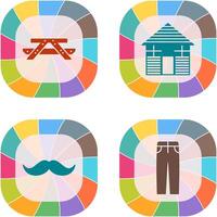 picnic de mesa y madera cabina icono vector