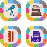 Telescope and BooksSnack and Money Icon vector