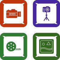 open camera and camera stand Icon vector