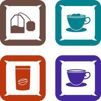 tea bag and creamy coffee Icon vector