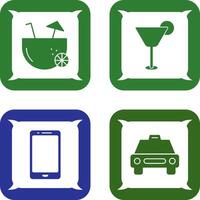 coconut drink and cocktail drink Icon vector