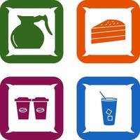 cake slice and coffee pot Icon vector