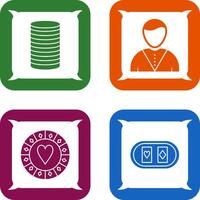 casino dealer and stack of coins Icon vector