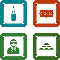 champán botella y casino firmar icono vector