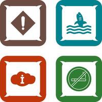 caution sign and dangerous shark Icon vector