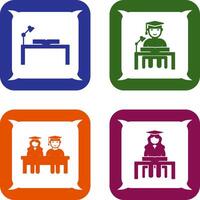 study desk and studying on desk Icon vector