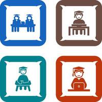 Combined Study and Studying on Desk Icon vector