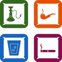 hookah and lit smoking pipe Icon vector