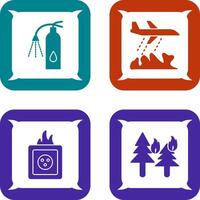 using extinguisher and firefighter plane Icon vector