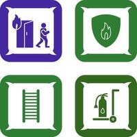 running from fire and fire shield Icon vector