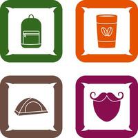 mochila y café icono vector