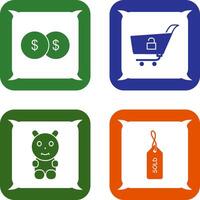 coins and unlock cart Icon vector