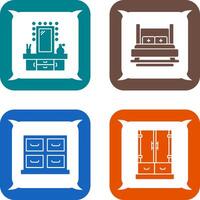 Dressing Table and Bed Icon vector