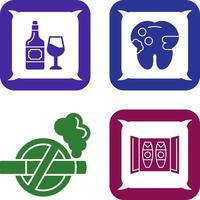 vino y caries icono vector