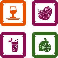 Wine and Strawberry Icon vector