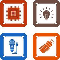 Processor and Light Bulb Icon vector