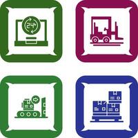 24 hours and forklift Icon vector