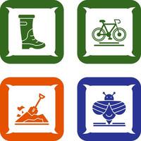 lluvia botas y ciclismo icono vector